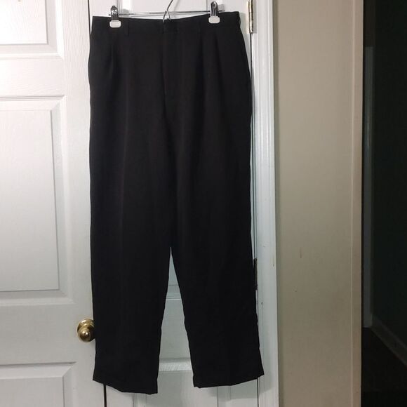 Perry Ellis black pleated dress pants business casual Sz 32x32 EUC - Picture 1 of 8